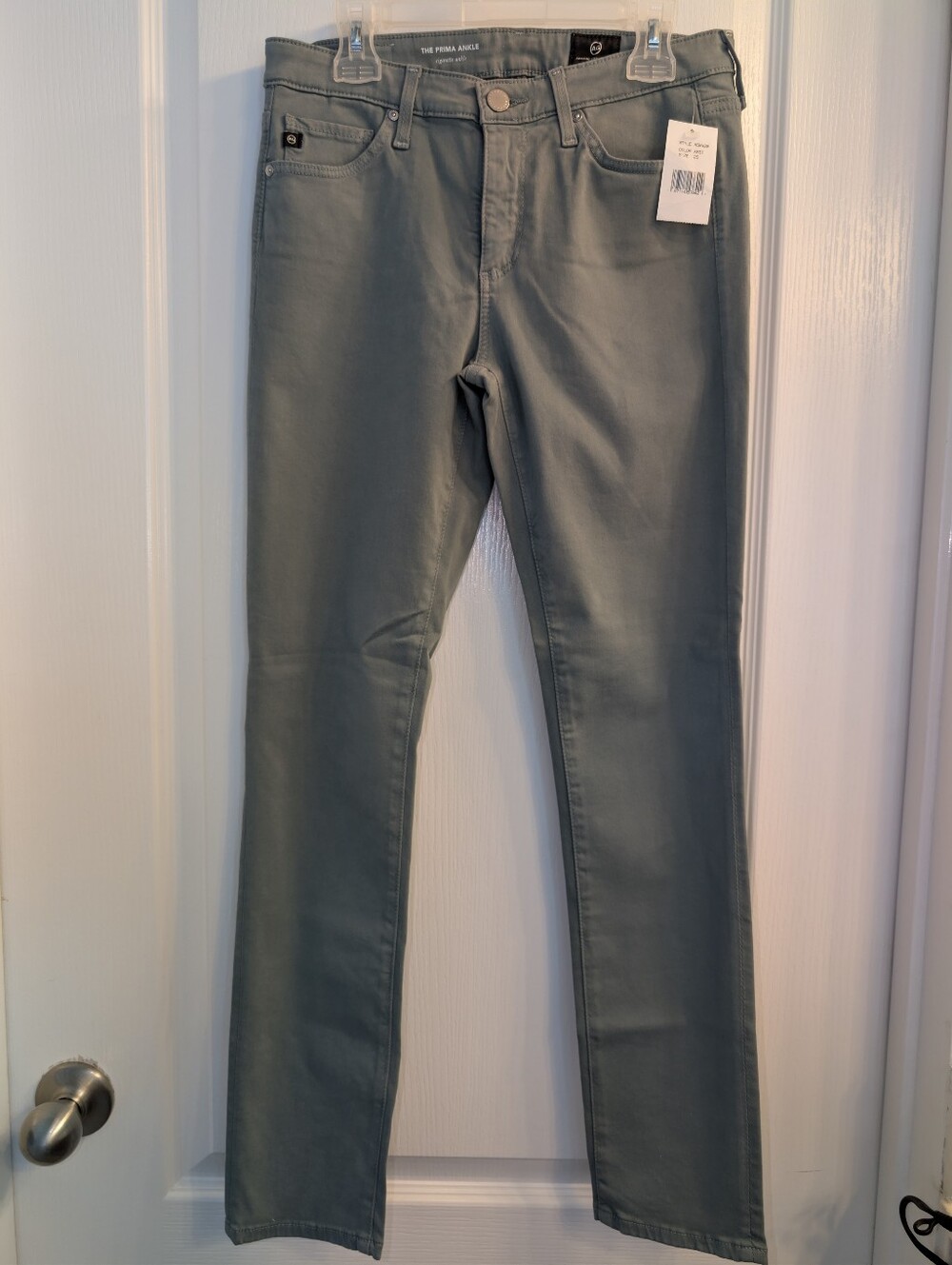 NWT AG Adriano Goldschmied Prima Cigarette Ankle Jeans Sage Green Size 26
